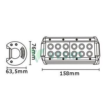 LED Žibintas 36W, 10-30V, 12 CREE LEDx3W 1